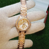 High-End Designer Watch for Women – Full Gold with Diamond Shine